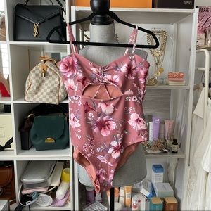 Showpo pink floral one piece swimsuit